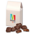 Chocolate Sea Salt Caramels in White Gable Box